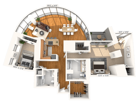 Floor plan for 2 beds, 2 baths, 1616 sqft